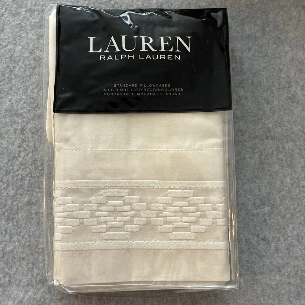 LAUREN RALPH LAUREN Mason Embroidered Pillowcases Pair Standard Cream 4 Included